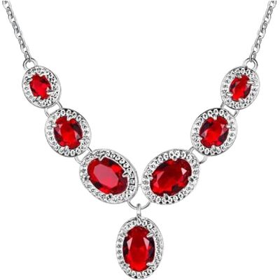 CWZZWS Halsketting met edelstenen voor dames, keuze uit 5 kleuren, 925, banketsieraden, aquamarijn, robijn, gemaakt in China CWZZWS Halsketting met edelstenen voor dames, keuze uit 5 kleuren, 925, banketsieraden, aquamarijn, robijn, gemaakt in China