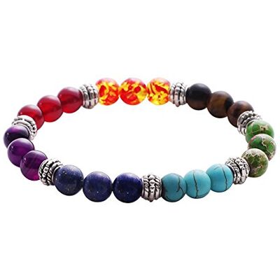 Sonew Lava Kralen Armband 7 Chakra's Elastisch Touw Natuursteen Yoga Kralen Armbanden Armband voor Mannen Vrouwen, Eén maat, barnsteen, carneool Sonew Lava Kralen Armband 7 Chakra's Elastisch Touw Natuursteen Yoga Kralen Armbanden Armband voor Mannen Vrouwen, Eén maat, barnsteen, carneool