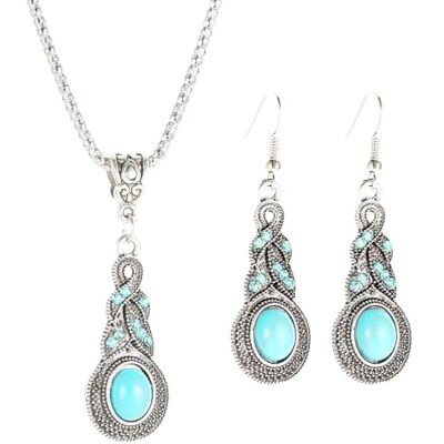 meberg Karma NH10301596 Sieradenset Boho Antiek Zilver Turquoise Dames Ketting 60 cm Karabijnhaak Sluiting Oorbellen Elegante Sieraden Steen Zilveren Sieraden Bohemian Sieraden meberg Karma NH10301596 Sieradenset Boho Antiek Zilver Turquoise Dames Ketting 60 cm Karabijnhaak Sluiting Oorbellen Elegante Sieraden Steen Zilveren Sieraden Bohemian Sieraden