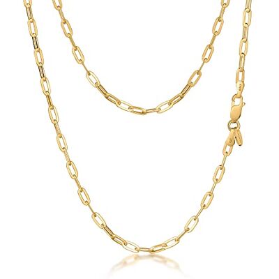 Amberta 925 Sterling Zilveren Trombone Schakelketting voor Vrouwen, Zilver, Geen edelsteen Amberta 925 Sterling Zilveren Trombone Schakelketting voor Vrouwen, Zilver, Geen edelsteen