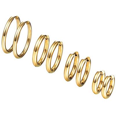 PROSTEEL oorbellen voor dames roestvrij stalen hoepel oorbellen Huggie hoepel oorbellen grote cirkel/ster/hartvorm hoepel oorbellen modieuze oorsieraden 30mm-70mm goud/zwart/zilver, zonder steen PROSTEEL oorbellen voor dames roestvrij stalen hoepel oorbellen Huggie hoepel oorbellen grote cirkel/ster/hartvorm hoepel oorbellen modieuze oorsieraden 30mm-70mm goud/zwart/zilver, zonder steen