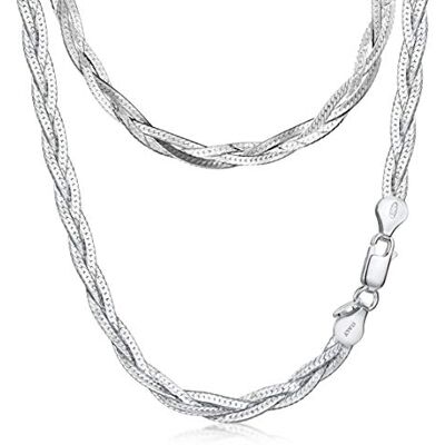Amberta Dameshalsketting van 925/1000 sterling zilver, gespiegeld, 5 mm, lengte 45 cm: zilver Amberta Dameshalsketting van 925/1000 sterling zilver, gespiegeld, 5 mm, lengte 45 cm: zilver