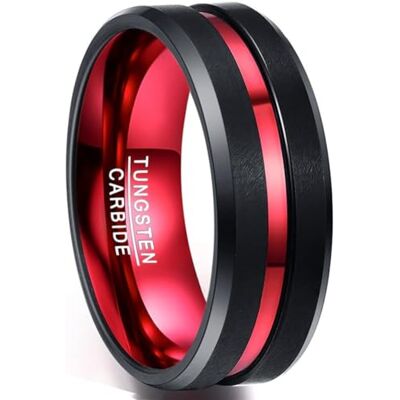 083BASE Wolfraamcarbide ring voor heren, zwart, buitenbreedte 8 mm, comfortabel ontwerp, wolfraam staal 083BASE Wolfraamcarbide ring voor heren, zwart, buitenbreedte 8 mm, comfortabel ontwerp, wolfraam staal