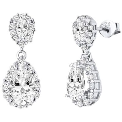 Lucardi Oorbellen gerhodineerd met zirkonia Oorbellen Cadeau Echt Zilver Zilverkleurig, Zilver, zirkonia Lucardi Oorbellen gerhodineerd met zirkonia Oorbellen Cadeau Echt Zilver Zilverkleurig, Zilver, zirkonia