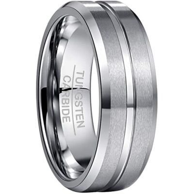 083BASE Wolfraamcarbide ring voor heren, zwart, buitenbreedte 8 mm, comfortabel ontwerp, wolfraam staal 083BASE Wolfraamcarbide ring voor heren, zwart, buitenbreedte 8 mm, comfortabel ontwerp, wolfraam staal