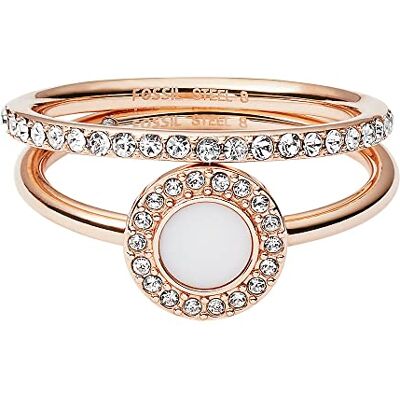 Fossil Damesring, ring van roestvrij staal, roségoud, JF02666791 Fossil Damesring, ring van roestvrij staal, roségoud, JF02666791