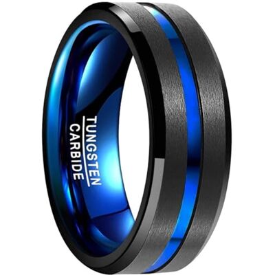 083BASE Wolfraamcarbide ring voor heren, zwart, buitenbreedte 8 mm, comfortabel ontwerp, wolfraam staal 083BASE Wolfraamcarbide ring voor heren, zwart, buitenbreedte 8 mm, comfortabel ontwerp, wolfraam staal