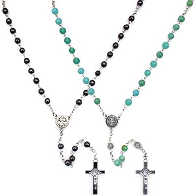 WideSmart 2 stuks halsketting kruis rozenkrans ketting katholieke hanger Jezus kruis amulet religieuze geschenken rozenkrans voor dames en heren kruisbeeld katholieke rozenkrans ketting, legering WideSmart 2 stuks halsketting kruis rozenkrans ketting katholieke hanger Jezus kruis amulet religieuze geschenken rozenkrans voor dames en heren kruisbeeld katholieke rozenkrans ketting, legering