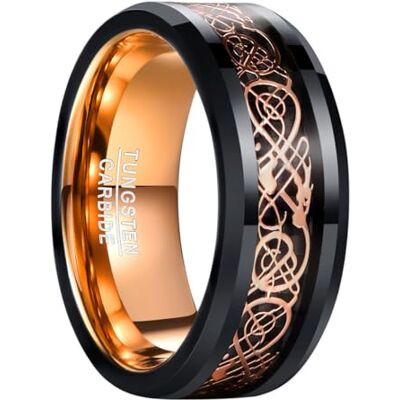 083BASE Wolfraam herenring met drakenpatroon, 8 mm breed, zirkonia-inlay, verkrijgbaar in blauw, zwart en rood, wolfraamcarbide ring voor heren 083BASE Wolfraam herenring met drakenpatroon, 8 mm breed, zirkonia-inlay, verkrijgbaar in blauw, zwart en rood, wolfraamcarbide ring voor heren