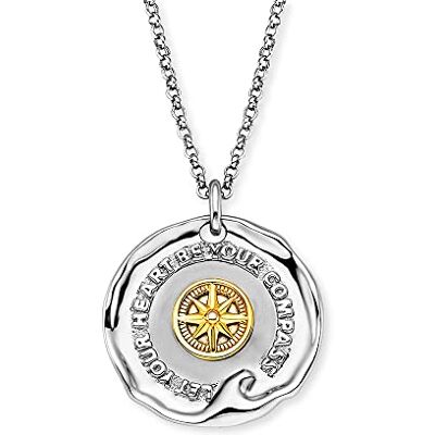 Engelsrufer Dames halsketting Aloha van sterling zilver met ronde bicolor laat je hart je kompashanger karabijnsluiting in drie lengtes verstelbaar nikkelvrij Engelsrufer Dames halsketting Aloha van sterling zilver met ronde bicolor laat je hart je kompashanger karabijnsluiting in drie lengtes verstelbaar nikkelvrij