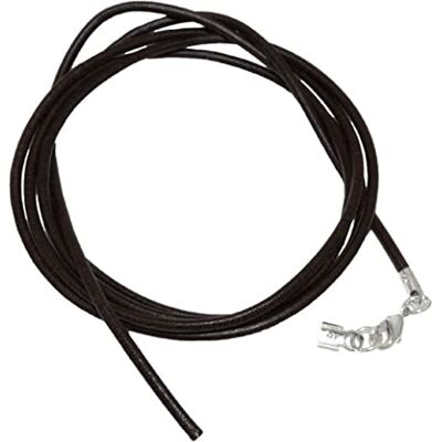 unbespielt Leren band lengte 1 m verkort zwart unisex sluiting karabijnsluiting zilverkleurig. Breedte 2 mm ketting collier halsketting voor hanger, Leer, zonder steen unbespielt Leren band lengte 1 m verkort zwart unisex sluiting karabijnsluiting zilverkleurig. Breedte 2 mm ketting collier halsketting voor hanger, Leer, zonder steen