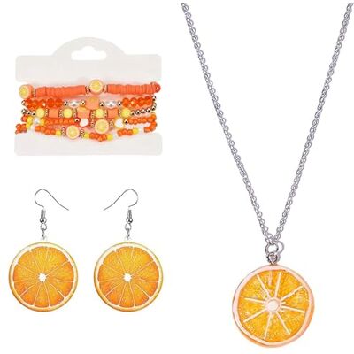 Hotcho Oranje kostuum voor dames, grappige carnavalsaccessoires, 3-delig, met grappige oorbellen, halsketting en armband, oranje look, voor carnaval en zomerkostuum Hotcho Oranje kostuum voor dames, grappige carnavalsaccessoires, 3-delig, met grappige oorbellen, halsketting en armband, oranje look, voor carnaval en zomerkostuum