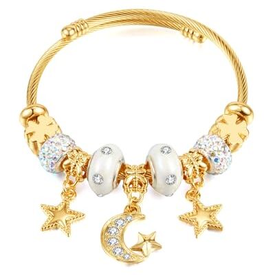 ATE Armband Bedels Goud Vergulde Olifant Kralen Beer Hart en Kristallen Hangers Niet Vervangbaar JWB, M, Roestvrij staal, Kristal ATE Armband Bedels Goud Vergulde Olifant Kralen Beer Hart en Kristallen Hangers Niet Vervangbaar JWB, M, Roestvrij staal, Kristal