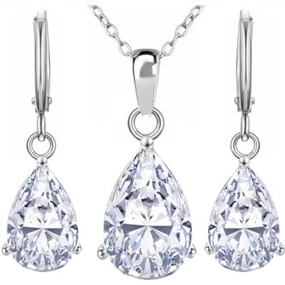 Crystalline Azuria Bruiloft Tranen Sieradensets voor Bruid Bruidsmeisje Sieraden Ketting Hanger en Oorbellen Sieradenset voor Vrouwen en Meisjes Crystalline Azuria Bruiloft Tranen Sieradensets voor Bruid Bruidsmeisje Sieraden Ketting Hanger en Oorbellen Sieradenset voor Vrouwen en Meisjes