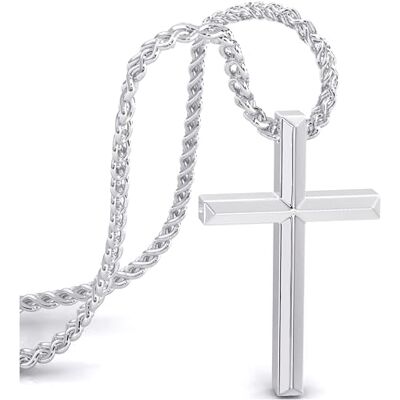 SERASAR Halsketting met kruis voor heren, ketting met hanger, 50 cm, zilveren sieraden, cadeau-idee voor Jezus SERASAR Halsketting met kruis voor heren, ketting met hanger, 50 cm, zilveren sieraden, cadeau-idee voor Jezus