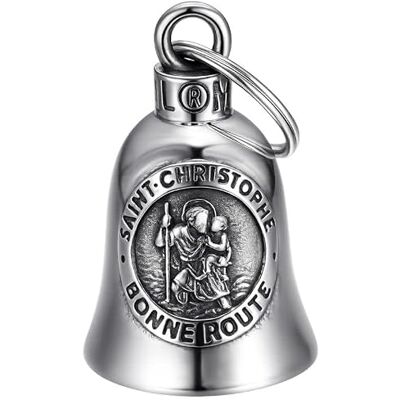 BOBIJOO JEWELRY Geluksbel voor motorfiets, bescherming, biker, triker, Saint Christopher zilver, roestvrij staal 316L, klein, roestvrij staal 316L BOBIJOO JEWELRY Geluksbel voor motorfiets, bescherming, biker, triker, Saint Christopher zilver, roestvrij staal 316L, klein, roestvrij staal 316L