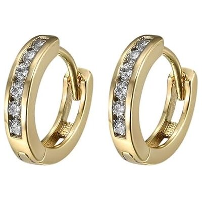 BOBIJOO JEWELRY Klein paar oorbellen voor kinderen, volwassenen, goud, verguld, creolen, 13 mm BOBIJOO JEWELRY Klein paar oorbellen voor kinderen, volwassenen, goud, verguld, creolen, 13 mm