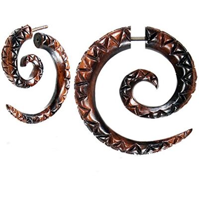 CHICNET Valse piercing spiraal roestvrij staal oorbel hout spiraal verlenging spiraal unisex 6mm 8mm chirurgisch staal schroefsluiting, Hout CHICNET Valse piercing spiraal roestvrij staal oorbel hout spiraal verlenging spiraal unisex 6mm 8mm chirurgisch staal schroefsluiting, Hout