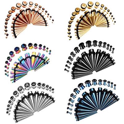 COOEAR Oorgauge-set, piercing, taps toelopende oorbellen, tunnels, expander, roestvrij staal, stretch 1,6 mm tot 10 mm, 36 stuks., Hars COOEAR Oorgauge-set, piercing, taps toelopende oorbellen, tunnels, expander, roestvrij staal, stretch 1,6 mm tot 10 mm, 36 stuks., Hars