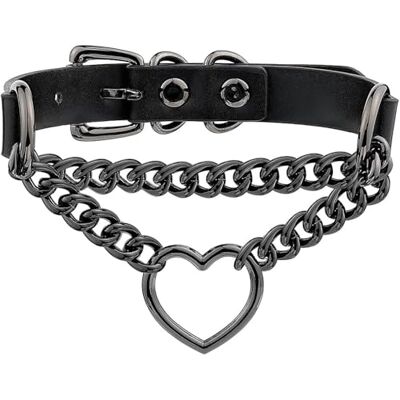 TAUOE Lederen choker ketting voor yoga training paar speelgoed slaapkamer spelletjes handgemaakte verstelbare choker met hart metalen ring, 1, 1, 1 TAUOE Lederen choker ketting voor yoga training paar speelgoed slaapkamer spelletjes handgemaakte verstelbare choker met hart metalen ring, 1, 1, 1