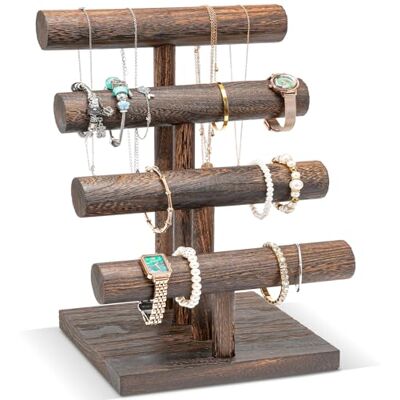 ProCase Armbandstandaard, houten toren organizer voor sieraden, opbergrek voor horloges en armbanden (bruin, 4 niveaus) ProCase Armbandstandaard, houten toren organizer voor sieraden, opbergrek voor horloges en armbanden (bruin, 4 niveaus)