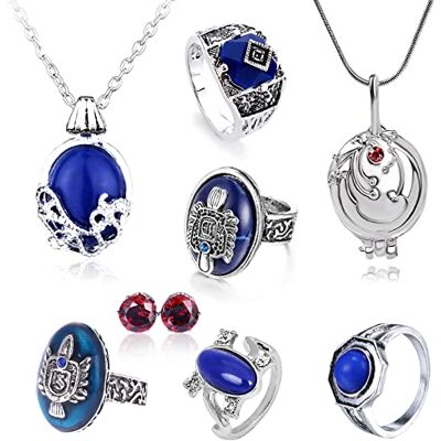 HJYZY Set van 8 sieraden Vampire Diaries Daywalking Katherine Sapphire Elena Gilbert opening verbena medaillon halsketting Salvatore Damon Stefan vinger familie wapenring rode diamanten oorbellen, zink, saffier HJYZY Set van 8 sieraden Vampire Diaries Daywalking Katherine Sapphire Elena Gilbert opening verbena medaillon halsketting Salvatore Damon Stefan vinger familie wapenring rode diamanten oorbellen, zink, saffier
