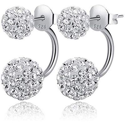 Chandler Shamballa-oorbellen, dubbelzijdig, merksieraden, 925 sterling zilver, kristallen bollen, dubbele staaf, oorstekers, zilver, geplateerd met koper, Verzilverd met koper Chandler Shamballa-oorbellen, dubbelzijdig, merksieraden, 925 sterling zilver, kristallen bollen, dubbele staaf, oorstekers, zilver, geplateerd met koper, Verzilverd met koper