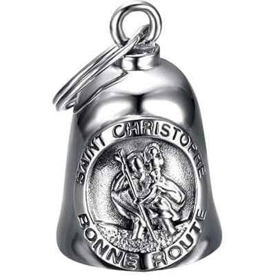 BOBIJOO JEWELRY Geluksbel voor motorfiets, bescherming, biker, triker, Saint Christopher zilver, roestvrij staal 316L, klein, roestvrij staal 316L BOBIJOO JEWELRY Geluksbel voor motorfiets, bescherming, biker, triker, Saint Christopher zilver, roestvrij staal 316L, klein, roestvrij staal 316L