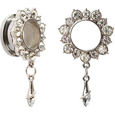 KUBOOZ Oorbellen Plugs Tunnels Sieraden Gemmed Oogjes Bloem Drop Ogen Flare Roestvrij Staal Meters, Roestvrij Staal KUBOOZ Oorbellen Plugs Tunnels Sieraden Gemmed Oogjes Bloem Drop Ogen Flare Roestvrij Staal Meters, Roestvrij Staal