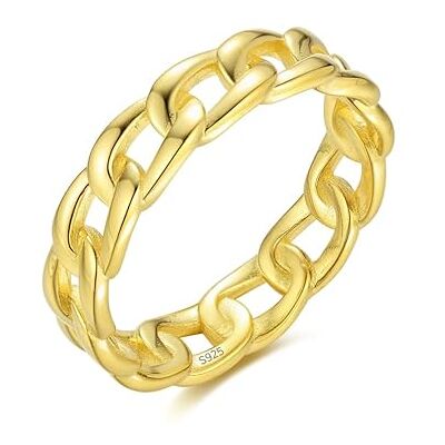 Scott Elegante ring van gepolijst 925 sterling zilver in Cubaanse kettingdesign, modieuze pantserring voor dames, goud, Metaal Scott Elegante ring van gepolijst 925 sterling zilver in Cubaanse kettingdesign, modieuze pantserring voor dames, goud, Metaal