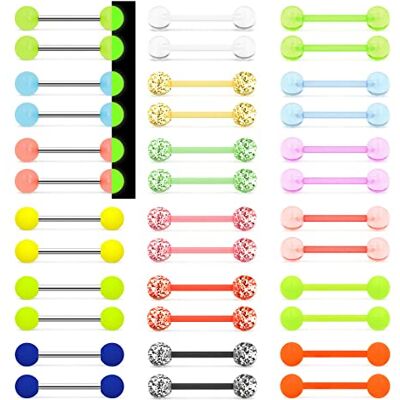 MixPiercing 36 stuks Glow In Dark Plastic Tepel Tong Bars Bioflex Acryl Rubber Neon Glitter Heldere Tong Tepel Piercing Sieraden 16mm 1,6mm Rechte Barbell Voor Dames Heren MixPiercing 36 stuks Glow In Dark Plastic Tepel Tong Bars Bioflex Acryl Rubber Neon Glitter Heldere Tong Tepel Piercing Sieraden 16mm 1,6mm Rechte Barbell Voor Dames Heren