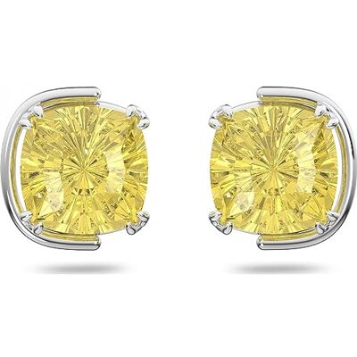 Swarovski Harmonia oorbellen, paar oorknopjes, kussen maat, gerhodineerd metaal, geel Swarovski Harmonia oorbellen, paar oorknopjes, kussen maat, gerhodineerd metaal, geel