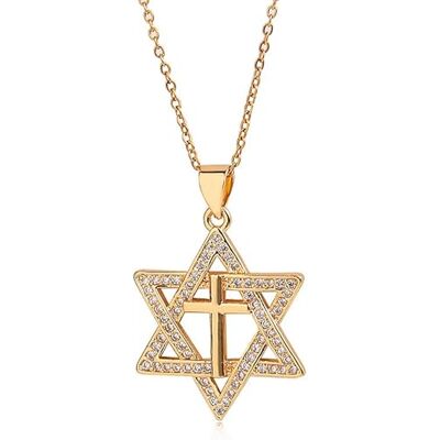 MidSmile Star of David halsketting met ster van David: kleine delicate halsketting Joodse ster ketting, 14 karaat goud, cadeau voor vrouwen, Messing, Zirkoon MidSmile Star of David halsketting met ster van David: kleine delicate halsketting Joodse ster ketting, 14 karaat goud, cadeau voor vrouwen, Messing, Zirkoon