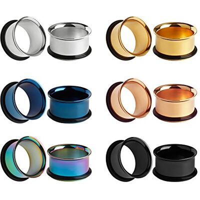 KUBOOZ 12-delige set van roestvrij staal, O-ring, oordopjes, tunnel, mes, civalier, piercings KUBOOZ 12-delige set van roestvrij staal, O-ring, oordopjes, tunnel, mes, civalier, piercings