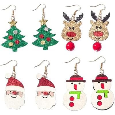 CHUANGOU Kerstoorbellen voor vrouwen en meisjes kinderen sieraden set geschenken Kerstmis CHUANGOU Kerstoorbellen voor vrouwen en meisjes kinderen sieraden set geschenken Kerstmis