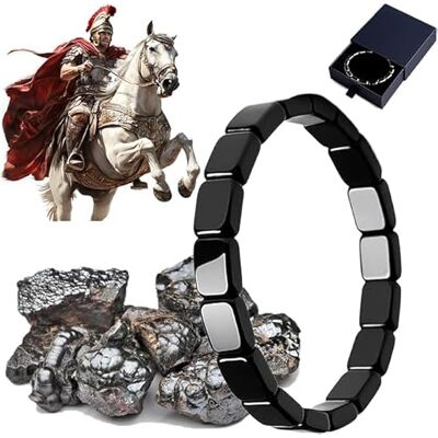 VIVIZEN Hermios Hematiet armband voor heren: natuursteen, Romeins en Viking-design, in grootte verstelbaar (S voor polsen van 16,5 tot 17,5 cm) VIVIZEN Hermios Hematiet armband voor heren: natuursteen, Romeins en Viking-design, in grootte verstelbaar (S voor polsen van 16,5 tot 17,5 cm)