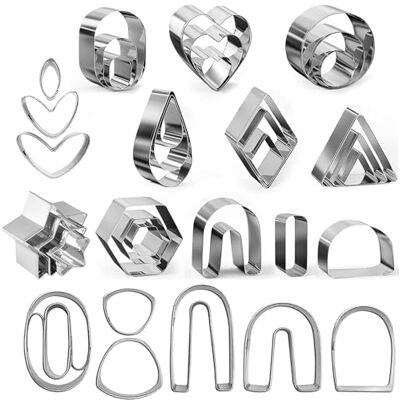 Colexy 36 stuks polymeer uitsteekvormpjes voor oorbellen, roestvrij staal, doe-het-zelf gereedschap voor koekjes, taartdecoraties, sieraden gereedschap Colexy 36 stuks polymeer uitsteekvormpjes voor oorbellen, roestvrij staal, doe-het-zelf gereedschap voor koekjes, taartdecoraties, sieraden gereedschap