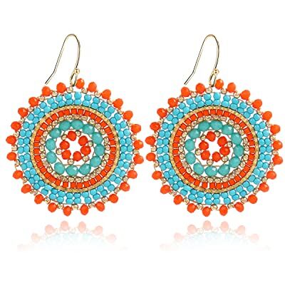 Elegance 11 designs Hangende oorbellen van glaskralen voor dames, boho-stijl, voor het strand, Glas, Geen edelsteen Elegance 11 designs Hangende oorbellen van glaskralen voor dames, boho-stijl, voor het strand, Glas, Geen edelsteen