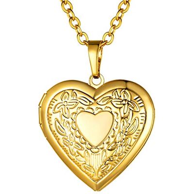 GoldChic Halsketting met fotohouder, gegraveerd, hanger, dames, roestvrij staal, voornaam, personaliseerbaar, gravure, ketting, meisjes, hart, levensboom, bloem, zilver, goud, roségoud, cadeau voor Kerstmis, Valentijnsdag, Moederdag, roestvrij staal GoldChic Halsketting met fotohouder, gegraveerd, hanger, dames, roestvrij staal, voornaam, personaliseerbaar, gravure, ketting, meisjes, hart, levensboom, bloem, zilver, goud, roségoud, cadeau voor Kerstmis, Valentijnsdag, Moederdag, roestvrij staal