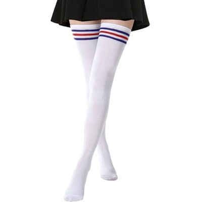 DRESHOW Damessokken, katoen, extra lang, hoge dijen, kniekousen, voor sport, cosplay Eén maat DRESHOW Damessokken, katoen, extra lang, hoge dijen, kniekousen, voor sport, cosplay Eén maat