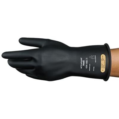 Ansell ActivArmr Gants de travail électricien classe de protection électrique 00 & 0 (500V-1000V), gants isolants en latex de caoutchouc naturel pour professionnels, 28 et 35,6 cm Ansell ActivArmr Gants de travail électricien classe de protection électrique 00 & 0 (500V-1000V), gants isolants en latex de caoutchouc naturel pour professionnels, 28 et 35,6 cm