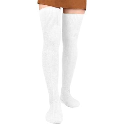 Wood Vrouwen Hoge Hoge Sokken Extra Lange Katoenen Gebreide Warme Dikke Grote Laarzen Kousen Beenwarmers Wit Eén maat Wood Vrouwen Hoge Hoge Sokken Extra Lange Katoenen Gebreide Warme Dikke Grote Laarzen Kousen Beenwarmers Wit Eén maat