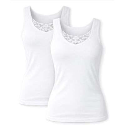 Cocain underwear Witte body shirts met fijne punt voor dames brede bandjes 100% gekamd katoen, 8 onderhemden voor dames 4x2 40-42 Cocain underwear Witte body shirts met fijne punt voor dames brede bandjes 100% gekamd katoen, 8 onderhemden voor dames 4x2 40-42