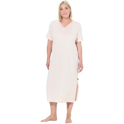 Ulla Popken Nachthemd, Lochstickerei, V-hals, Halbarm, Modal Nightgown dames, Roze 50 Ulla Popken Nachthemd, Lochstickerei, V-hals, Halbarm, Modal Nightgown dames, Roze 50