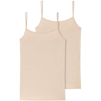 Schiesser 2 stuks spaghettitop damesondergoed, Zand 48 Schiesser 2 stuks spaghettitop damesondergoed, Zand 48