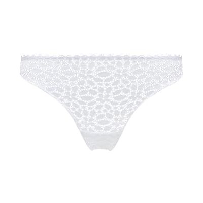 DIM. Dames Tanga van bloemenkant x 1 Onzichtbare en comfortabele lingerie tule detail, Wit., XL XL DIM. Dames Tanga van bloemenkant x 1 Onzichtbare en comfortabele lingerie tule detail, Wit., XL XL