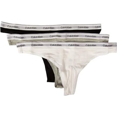 Calvin Klein Strings Set van 3 moderne logo-tanga's voor dames, meerkleurig (zwart/wit/grijs heather), XS XS Calvin Klein Strings Set van 3 moderne logo-tanga's voor dames, meerkleurig (zwart/wit/grijs heather), XS XS