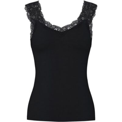 PIECES Pcbarbera Noos, kanten top voor dames, zwart. S PIECES Pcbarbera Noos, kanten top voor dames, zwart. S