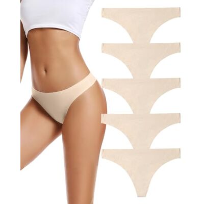 VOENXE Tanga strings voor dames, naadloos, chic, ondergoed, lage taille, niet zichtbaar, multipack 5 stuks, Naakt L VOENXE Tanga strings voor dames, naadloos, chic, ondergoed, lage taille, niet zichtbaar, multipack 5 stuks, Naakt L