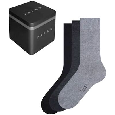 Falke Happy Box, 3 pakjes van 3 paar katoenen herensokken, blauw, grijs, zwart, dun, meerkleurig, zonder motief, voor alle gelegenheden 39-42 Falke Happy Box, 3 pakjes van 3 paar katoenen herensokken, blauw, grijs, zwart, dun, meerkleurig, zonder motief, voor alle gelegenheden 39-42